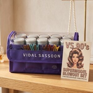 Vidal Sassoon 90s Supermodel Blowout Travel Heated 10 Piece Roller Set- Purple